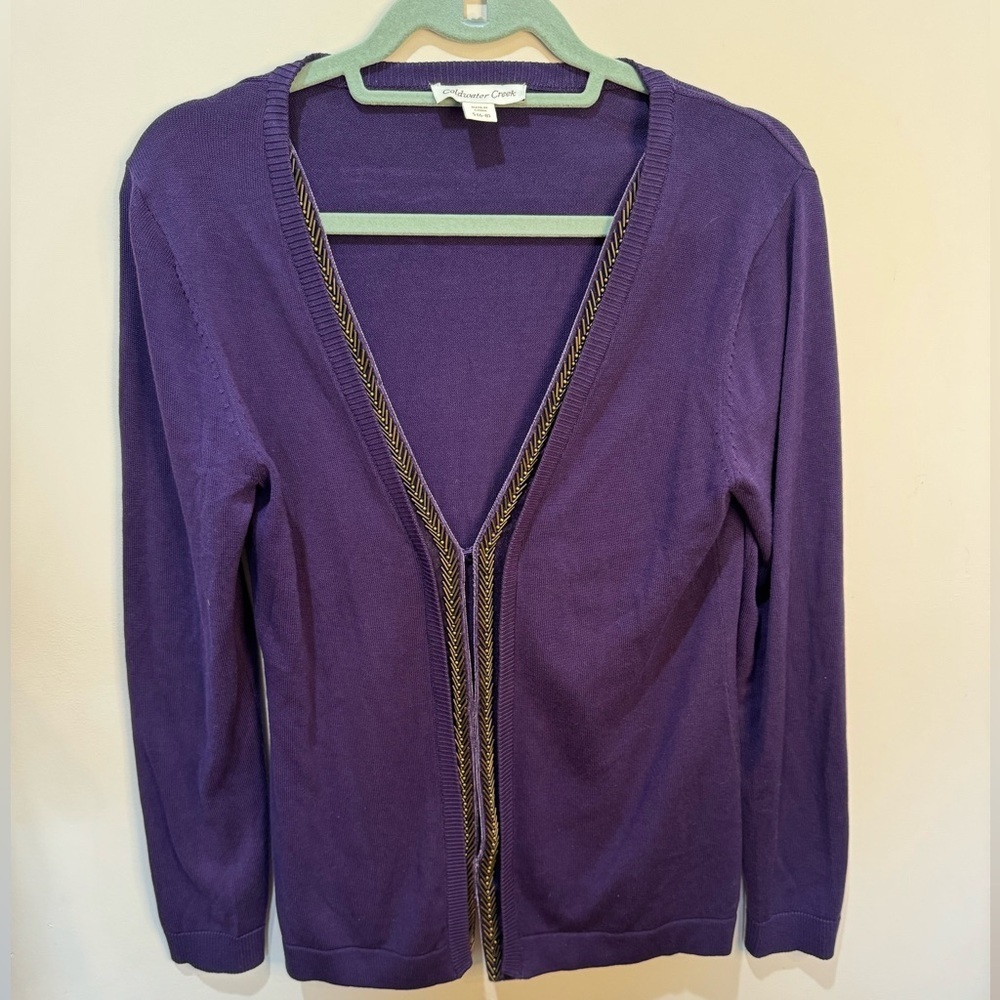 Coldwater Creek Silk Blend Bead Detail Cardigan Purple Size S‎